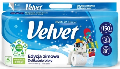 VELVET Toaletný papier BIELY Mäkký 8ks ROLIEK