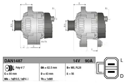 Dan1487 генератор переменного тока denso