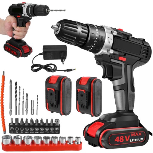 ДРЕЛЬ, АКУМУЛЯТОРНА, УДАРНА, ПОТУЖНА, ШУРУТ, 1350 ОБ/ХВ, 48В