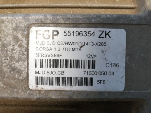 control unit computer of the engine OPEL CORSA C 55196354