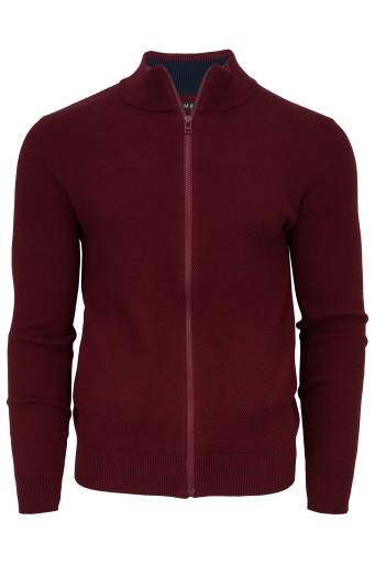 M&M pánsky sveter kardigan rozopínateľný zips bordó veľ. 3XL