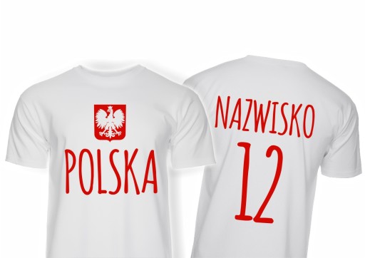 KOSZULKA KIBICA REPREZENTACJI POLSKI Z NAZWISKIEM 10684350067 Odzież Męska T-shirty GK HWSKGK-2