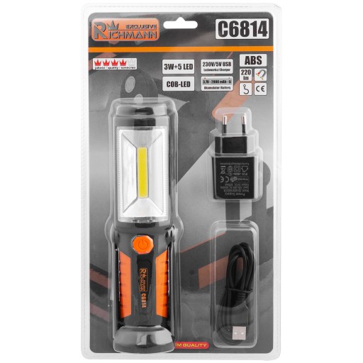 ЛАМПА АКУ. 3W + 5 LED НАКЛОННОЕ МАГНИТНОЕ ОСНОВАНИЕ