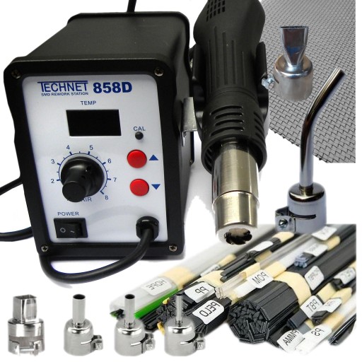 858d Plastic welder + 5 nozzles + Binders 40-0.6 kg