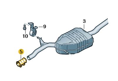 1K0253141P - Оригинальный глушитель хомут 65X95 VW AUDI