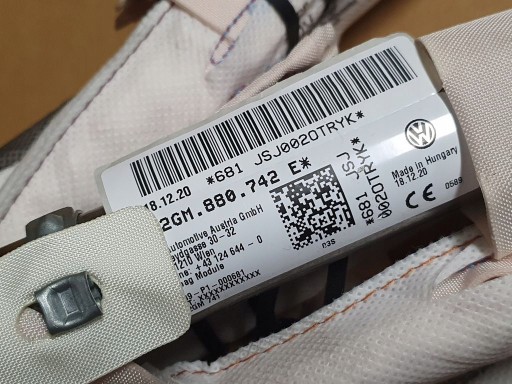 Dachvorhang Airbag rechts VW T-CROSS 2GM880742E neu Original