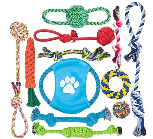 Zestaw zabawek dla psa 12szt Szarpak Piłka Frisbee