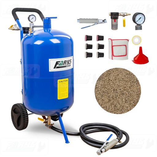 Набір для піскоструминної обробки: піскоструминка 76л + абразивний пісок 25кг