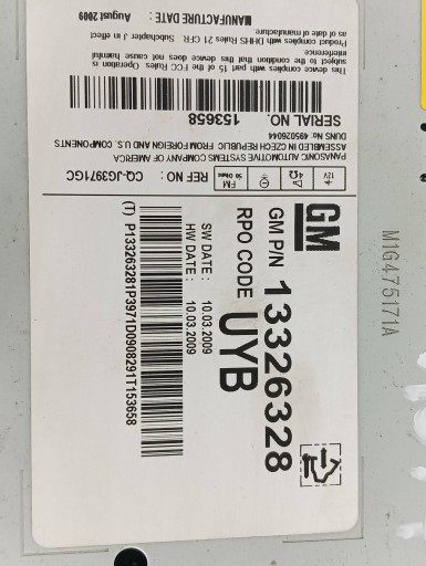 RADIO 13326328 Opel Insignia e (2008-2017 ) A