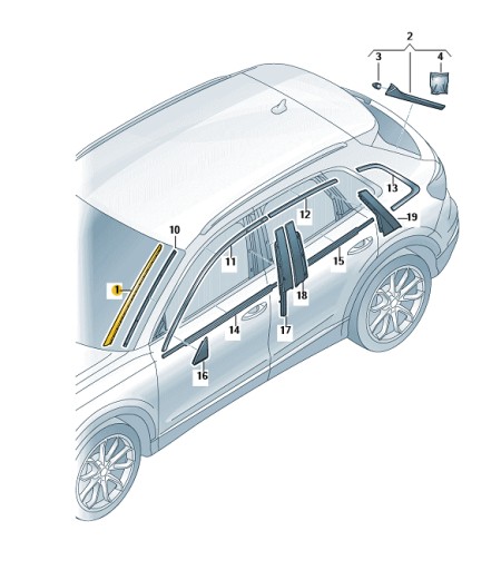 83F854327C - Прокладка лобового скла ліва AUDI Q3