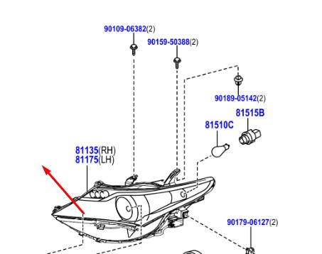 ФАРА ПЕРЕДНЯ ЛІВА Toyota OE 81170-02J61