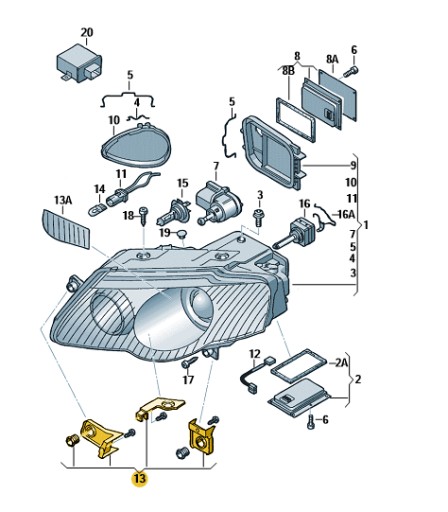 89022008 - Комплект для ремонта фар VW Passat B6 левый