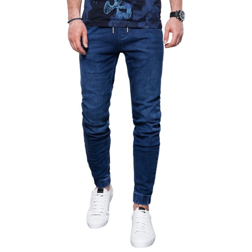 Spodnie męskie jeansowe joggery niebieskie P907 L