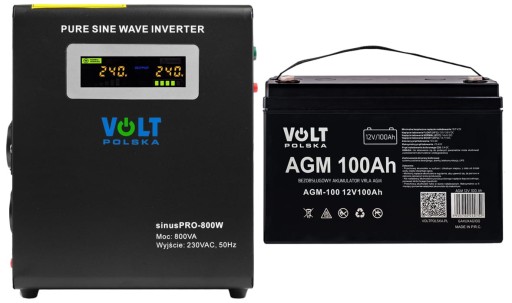 Преобразователь бесперебойного питания синус 800ва+агм 12в 100ач вольт польша