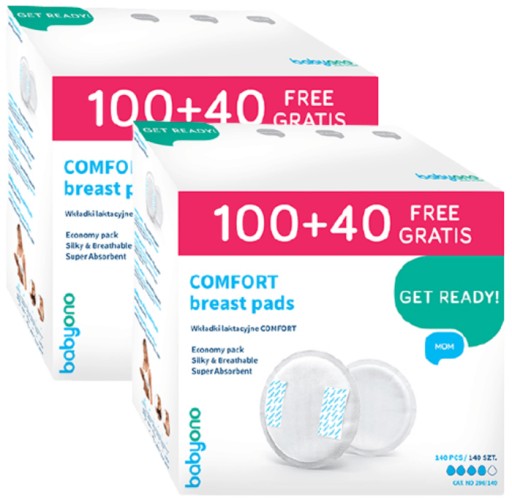 2× прокладки Babyono одноразові білі 140 шт.