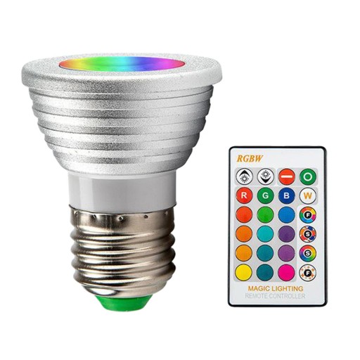 5W E27 RGB LED žiarovka na diaľkové ovládanie teplá biela
