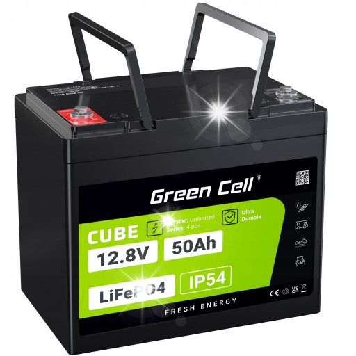 Аккумулятор lifepo4 50ah 12,8 в 12 в bms зеленый элемент для тележки для кемперов