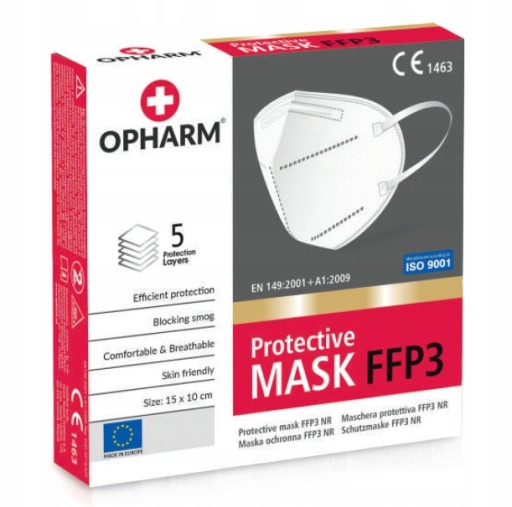 Maseczki ochronne Opharm Protective Mask białe 3 sztuki