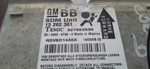 SENSOR airbag OPEL CORSA D 13262361