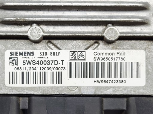computer control unit of the engine PEUGEOT 406 2.0 HDI 5WS40037D-T 9650517780