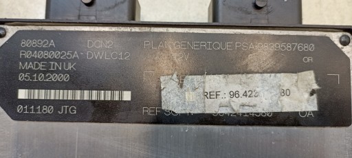 control unit of the engine BERLINGO 1.9 D 9839587680