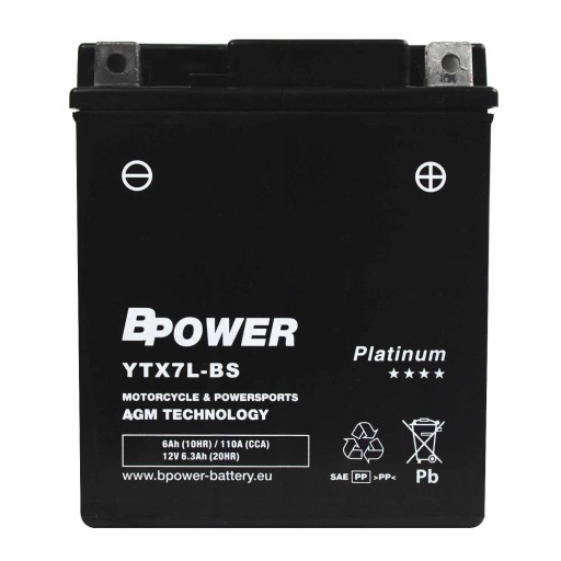 YTX7L - BPower Platinum AGM YTX7L-BS 12V 6Ah 110A