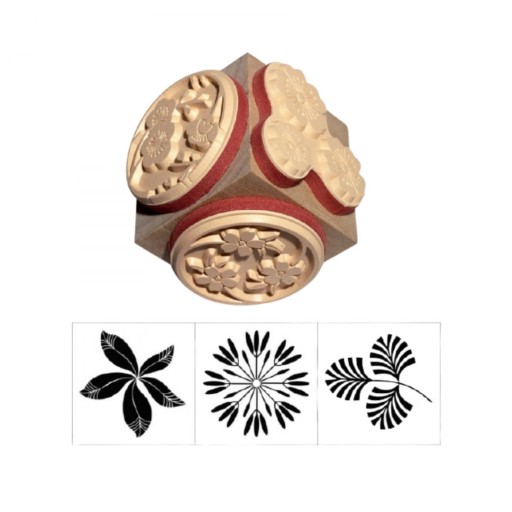 ГУМОВИЙ ШТАМП З ТРЬОМА ВИЗЕРУНКАМИ 3в1: КВІТИ ТА ЛИСТОК