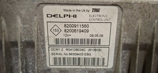 computer R0410B034C 8200911560 8200619409 RENAULT CLIO III 1.5 DCI