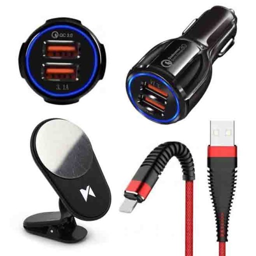 USB 3.0 автомобильное зарядное устройство + тип C кабель + держатель