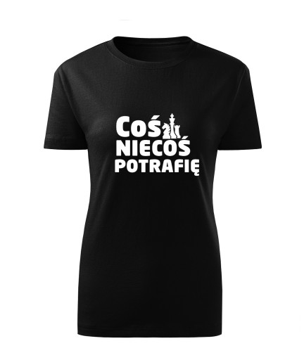 Koszulka T-shirt damska D620 COŚ NIECOŚ POTRAFIĘ SZACHY czarna rozm 3XL