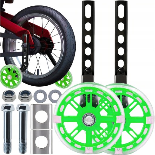 КОЛЕСА БІЧНОЇ ОПОРИ ВЕЛОСИПЕДА 12-20' LED ЗЕЛЕНИЙ