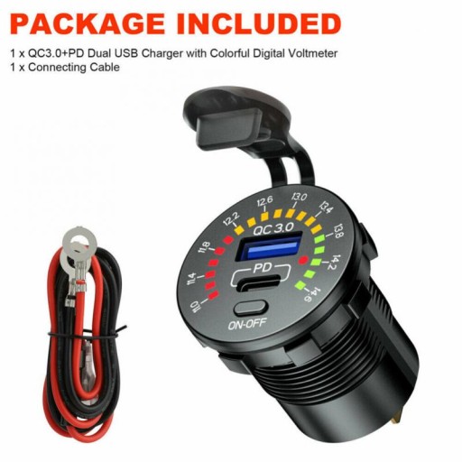 Type C / QC 3.0 Dual USB Charger With Switch Socke