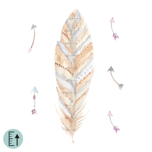 Наклейка з таблицею зростання дитини, перо, 30х110