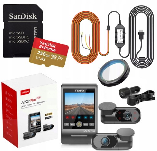 VIOFO A229 PLUS 3CH 2K DVR ПЕРЕДНИЙ ЗАДНИЙ ВНУТРІШНИЙ FHD GPS 256GB ACC CPL