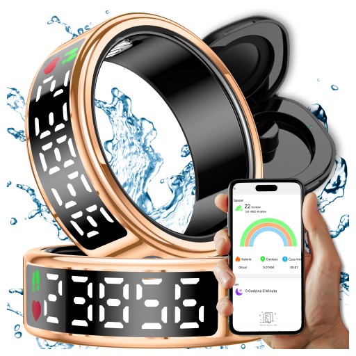 Smart Ring Inteligentny Pierścień Wyświetlacz Tryby Sportowe Kalorie Sen