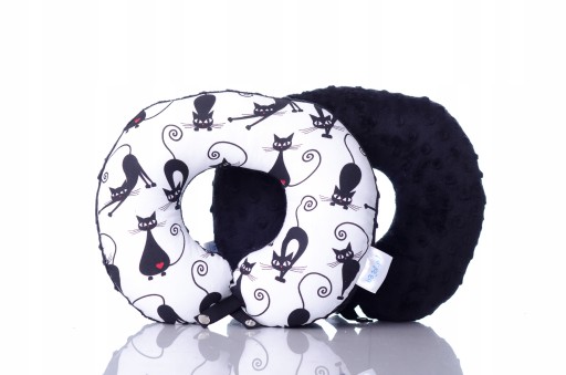 Дорожня подушка Bajbi croissant cats, чорна