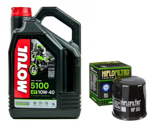 104068/HF303 99-01r. - Масло MOTUL 5100 10W40 4л. + Фильтр HF303, Yamaha YZF R7, 99-01
