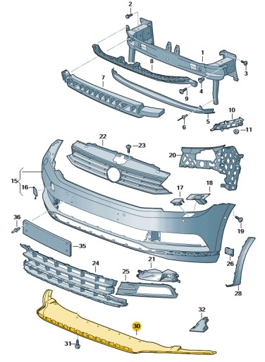 3G0805903E - Спойлер переднього бампера VW PASSAT B8 оригінал