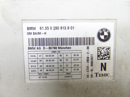 Module Unité de contrôle PAMIECI Siège BMW F10 F11 9280913
