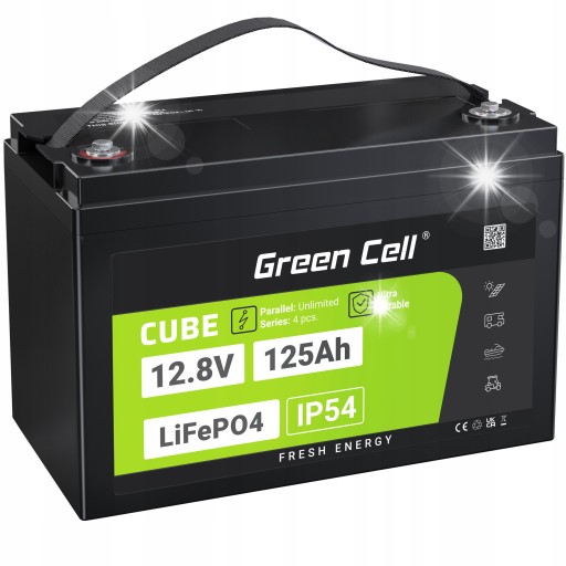 Lifepo4 батарея 125ah 12.8v bms green cell для човнового кемпера не потребує обслуговування