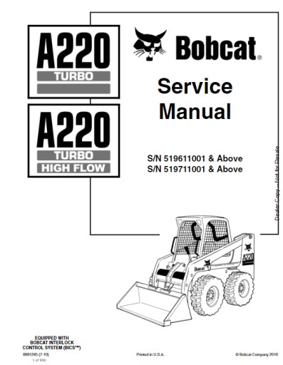6901245 (7-10) - BobCat Service Repair Manual A220