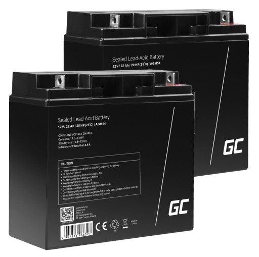 2x зеленые аккумуляторные батареи 12 в/24 в, 22 ач, необслуживаемые ибп для квадроциклов, солнечные батареи