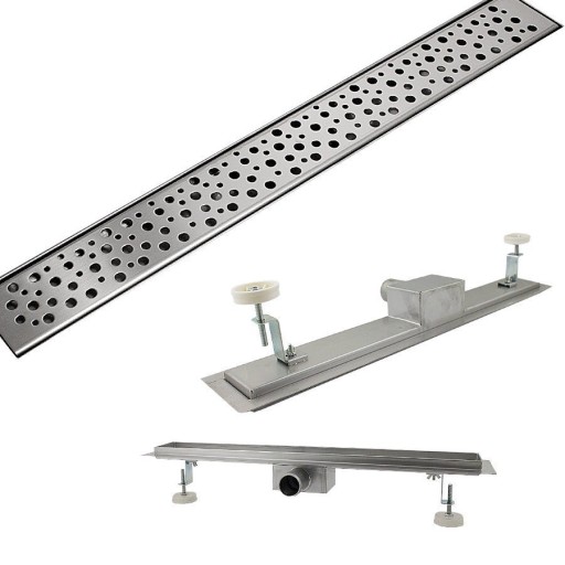 ODPŁYW PODŁOGOWY TROPFEN 90 CM W ZESTAWIE Z SYFONEM STAL NIERDZEWNA INOX