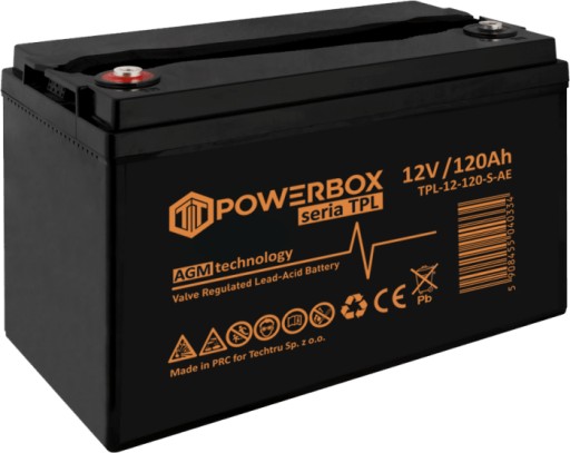 Необслуживаемый аккумулятор powerbox tpl 120-12 vrla agm 12v 120ah короткая версия