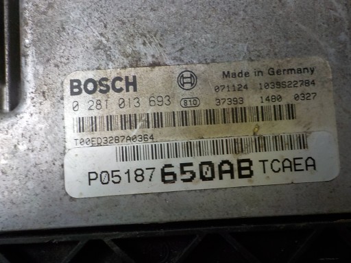 JEEP PATRIOT computer control unit 0281013693 P05187650AB