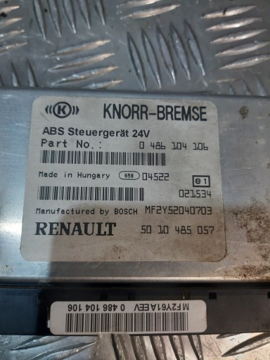 Unité de contrôle Module ABS 24V RENAULT KNORR-BREMSE 0 486 104 106