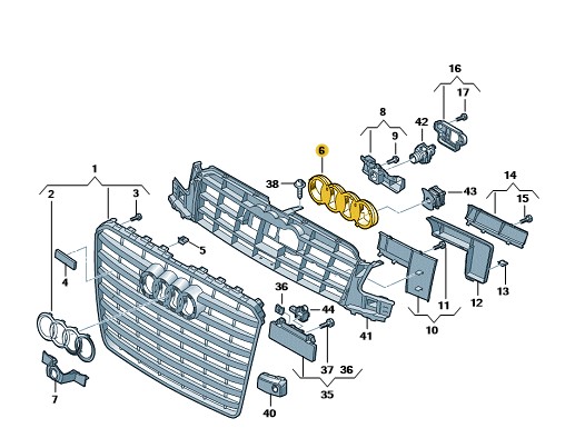 4H0853169E - Кріплення емблеми передня решітка AUDI A8 D4 POLIFT