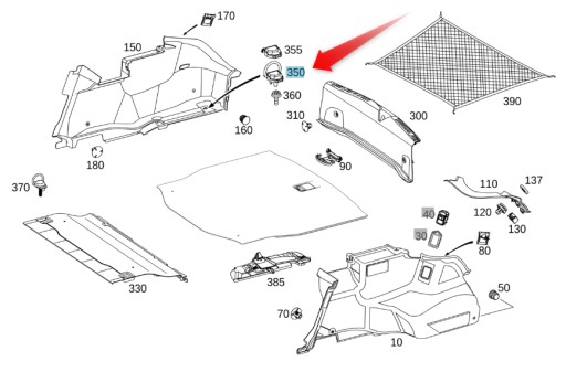 A2048602114 - Кронштейн кріплення багажника MERCEDES W205 ззаду