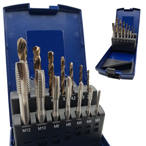 НАБОР МАШИННЫХ РЕЗЦОВ + СВЕРЛА HSS-E M3-M12, 14 ЭЛЕМЕНТОВ ТОЧНО
