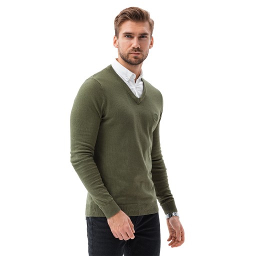 Pánsky sveter s bielym olivovým golierom E120 XXL